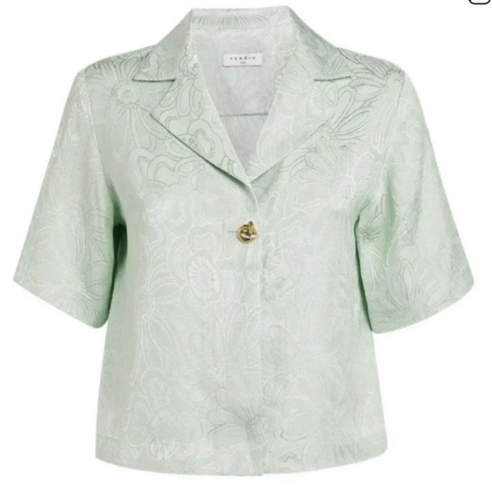 Sandro ARGILE Ameline Single Button Blouse Size US 1/Small